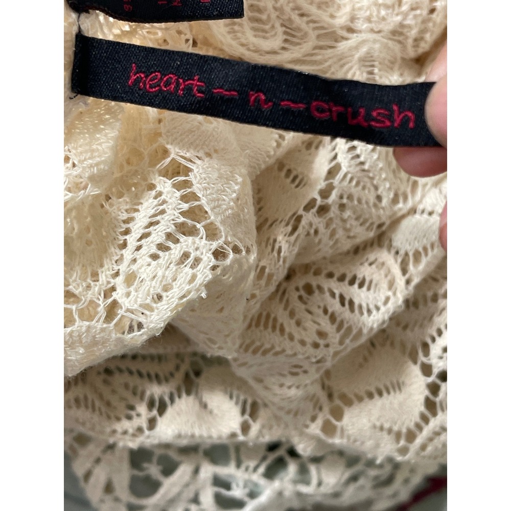 Heart N Crush Lace Crochet Cardigan Size M Cream Boho Cottagecore Festival Fairy - Picture 7 of 8